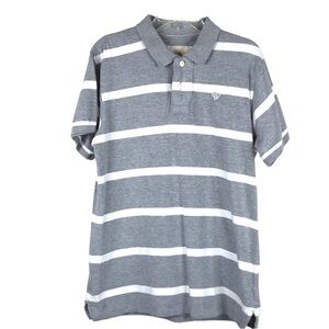 Euc-ditch Plains Gray/White Striped, Short Sleeve Polo Shirt Size Medium